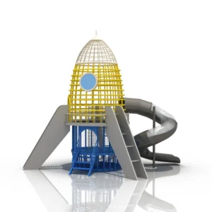 Large commercial outdoor playground structure full set front view