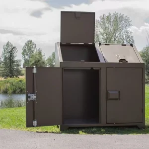 Galvanized steel bear resistant waste can enclosure
