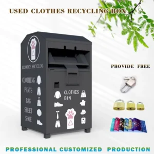 Alternative view of Galvanized Steel Used Clothes Recycling Bin | Outdoor Waste Textile Donation Bin Factory