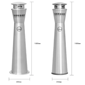 Commercial stainless steel outdoor ashtray column smoker's post