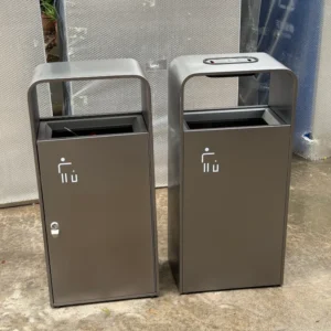 Galvanized steel public litter bin commercial outdoor waste bin