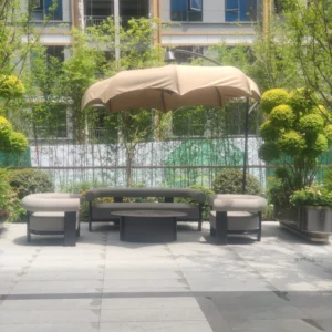Contemporary Outdoor Armchair and Coffee Table for Urban Plaza