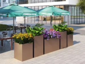 Heavy duty outdoor metal landscape planter commercial grade