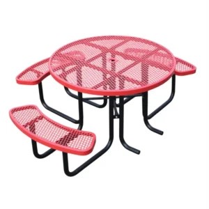 ADA compliant wheelchair seat detail of metal picnic table