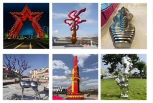 Abstract Geometric Stainless Steel Landscape Sculpture