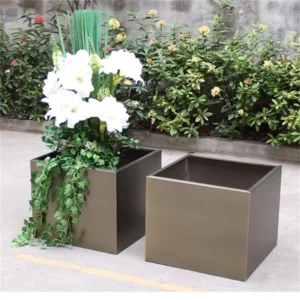 Commercial galvanized steel landscape planter outdoor metal planter box