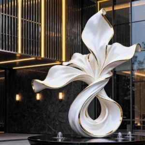Modern geometric stainless steel sculpture for landscape project