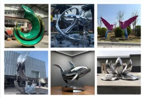 Abstract Geometric Stainless Steel Landscape Sculpture
