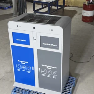 Solar powered smart waste bin commercial outdoor sensor trash can